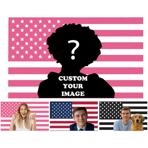 Eyesoul Custom Pink American Flag Personalized Wall Tapestry - Design Your Image, Boho Shabby Chic Home Decor, Tree/Family-Themed Girl Room Hanging Accessory, Father's Day Gift