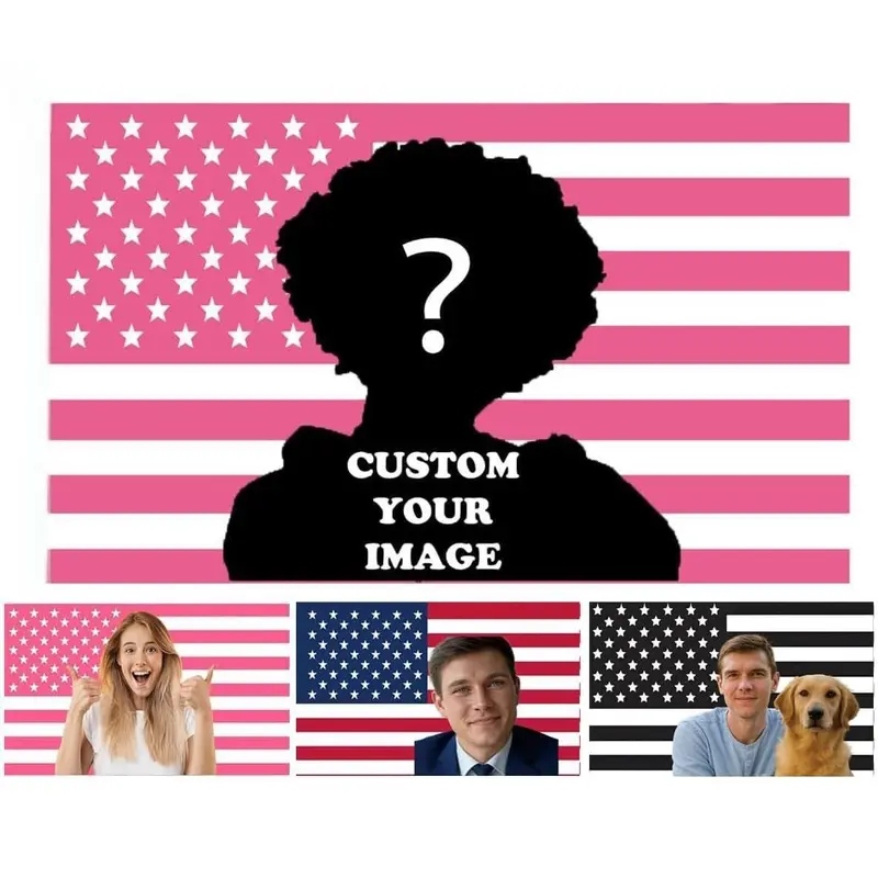 Eyesoul Custom Pink American Flag Personalized Wall Tapestry - Design Your Image, Boho Shabby Chic Home Decor, Tree/Family-Themed Girl Room Hanging Accessory, Father's Day Gift