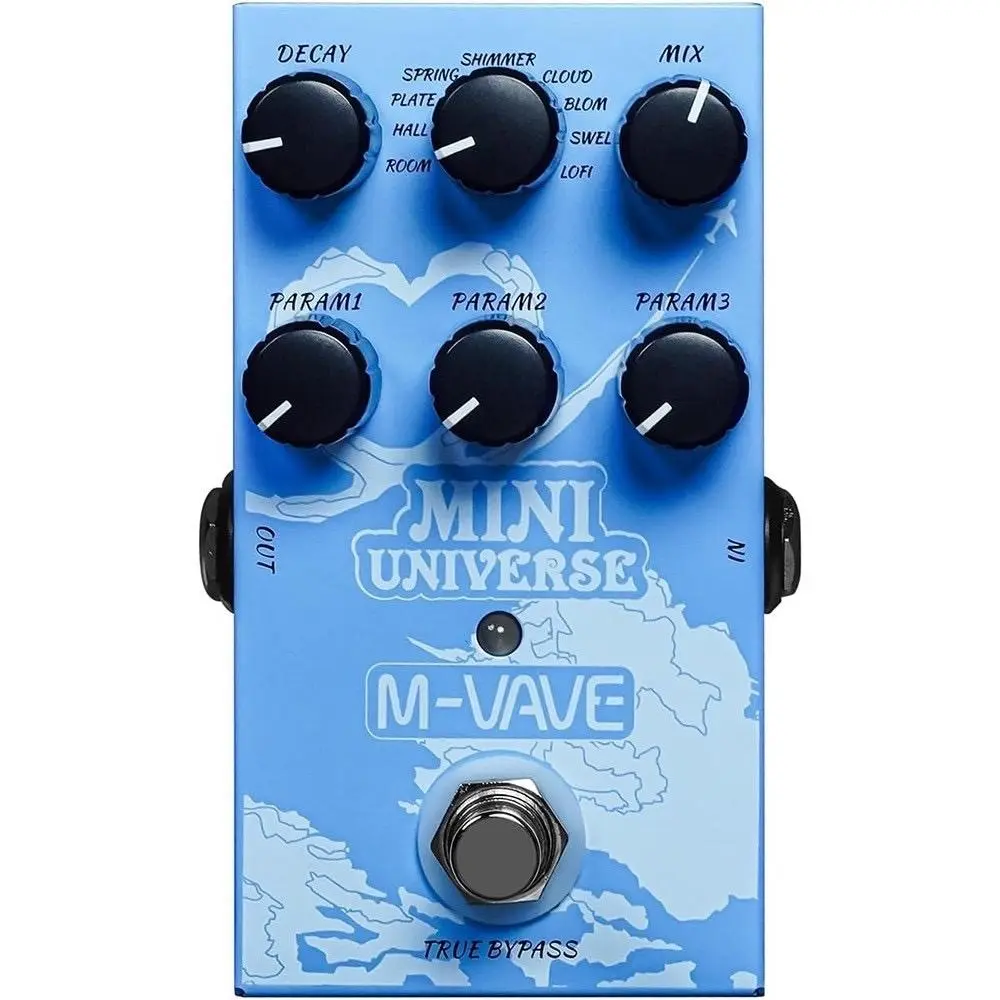 M Vave Factory Mini-Universe Digital Modeling Reverb Pedal - 9 Reverb Effects, Compact Metal Box, Shimmer, LoFi, Enhances Rock Musical Style, w/Power Adapter, Digital Functionality Included, Enhance Rock Musical Style