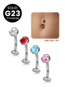 Hypoallergenic G23 Titanium Alloy Belly Button Ring, 14G Cubic Zirconia Navel Jewelry, 10mm Internally Threaded Long Bar Navel Barbell Stud Flat Back Belly Piercing, Cartilage Earring, Minimalist for - Wear, Gift for Daily