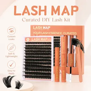 LASH MAP DIY Lash Extension Look Kit, Cluster Lashes and Lash Tools for Natural to Full Glam Makeup with Lash Tools for Everyday, Party and Holiday Makeup