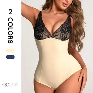 QOU Lace Straps Shapewear Seamless Tummy Control and Butt-lift Shaper body shapewear bodysuit, Comfort Corset, Lightweight Nylon, Minimalist&Sexy Womenswear, Wedding Party Compression waist trainers fajas waist trainer,  Skin Everyday Basic Shapewear