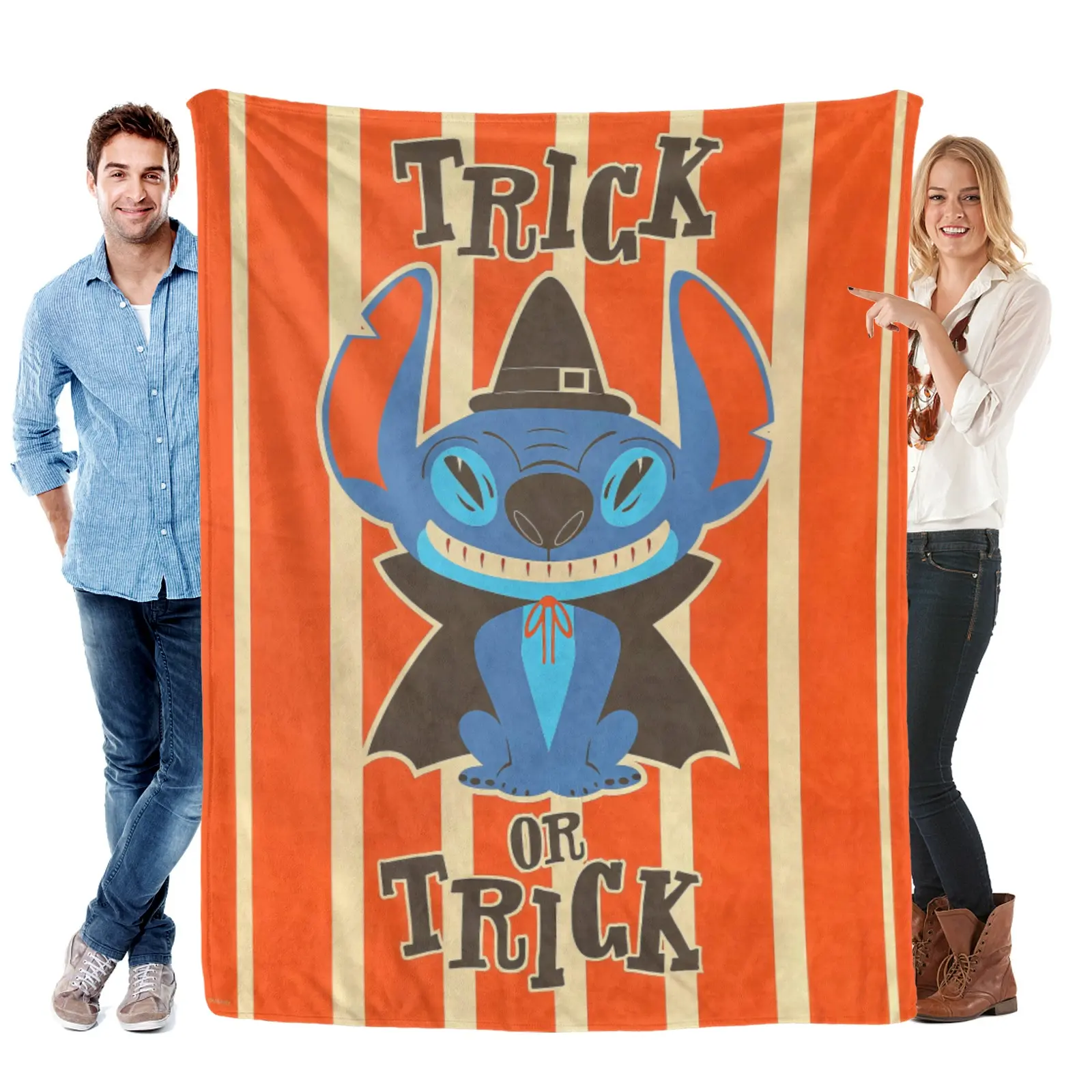 Disney Stitch Halloween Blanket, Trick Or Treat Stitch Graphic Plush Throw, Fun Themed Gift For Kids Halloween