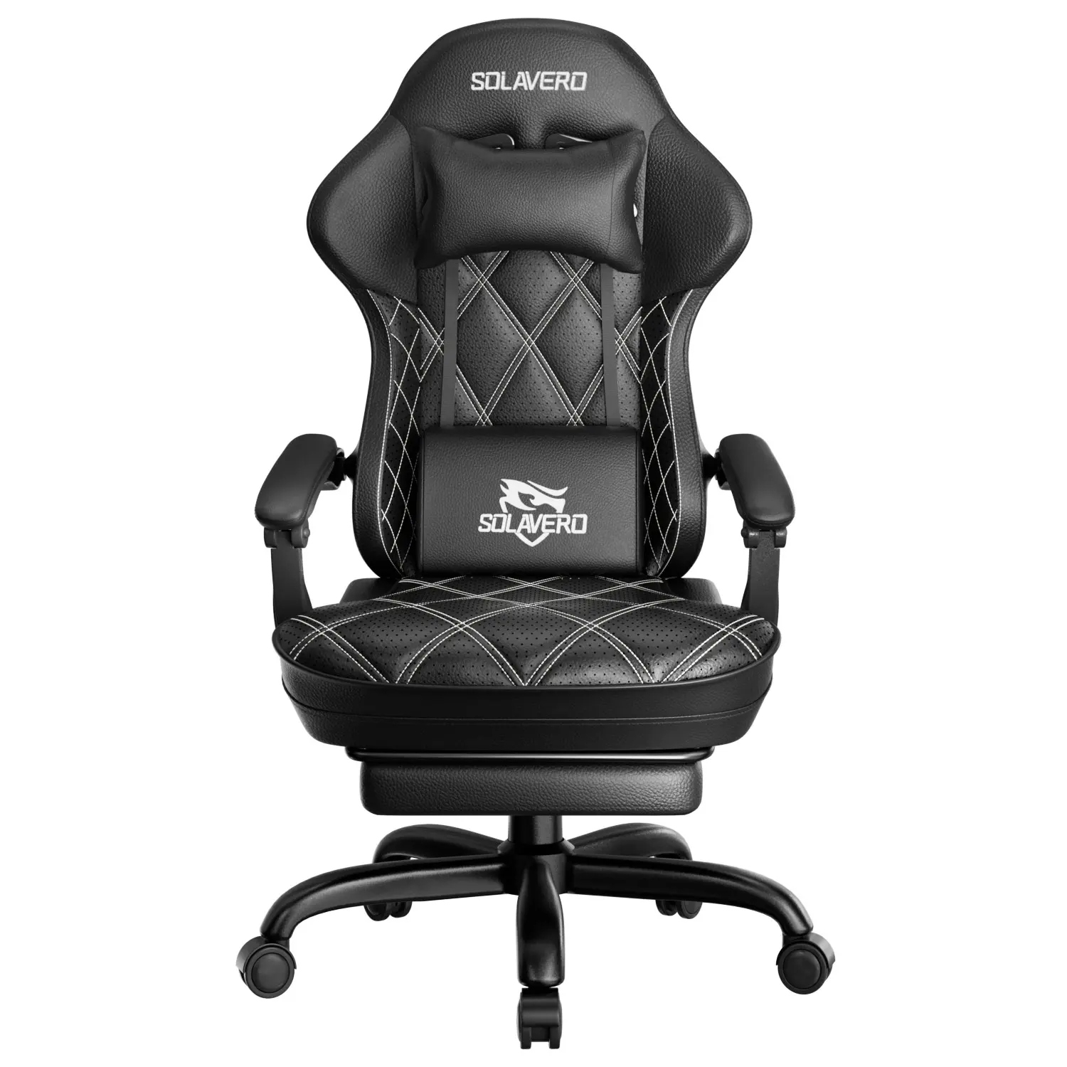 Gaming chair, ergonomic gaming armchair with spring padding, racing-style gaming chair with footrests, lumbar support, adjustable office chair, 150 kg weight capacity, PC chair