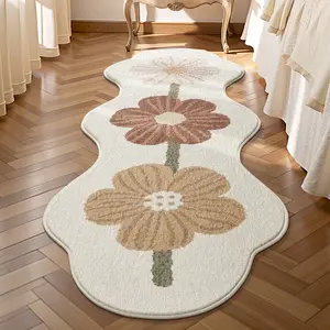 LUMI Trendy Floral Non-Slip Soft Floor Mat, Single Piece, Stylish Plush Decor Carpet for Living Room Bedroom Study, Washable Anti-Slip Abstract Flower Home Vanity Rug