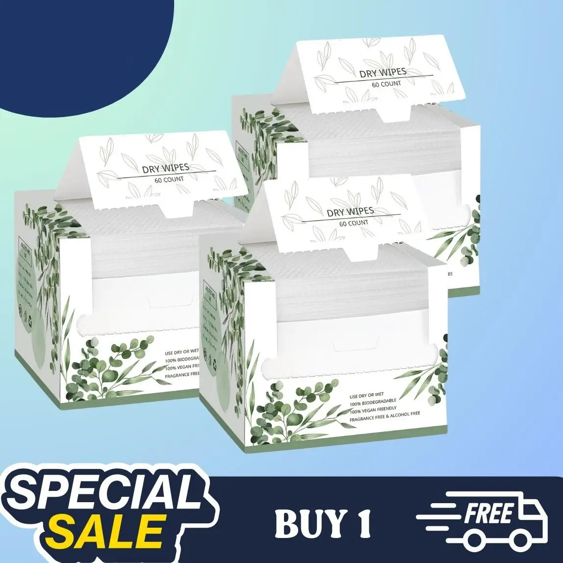 Cotton Facial Dry Wipes 60 Count, Cleansing Disposable Face Towel Cotton Tissues, Facial Tissue for Cleansing, Skincare and Makeup Remover