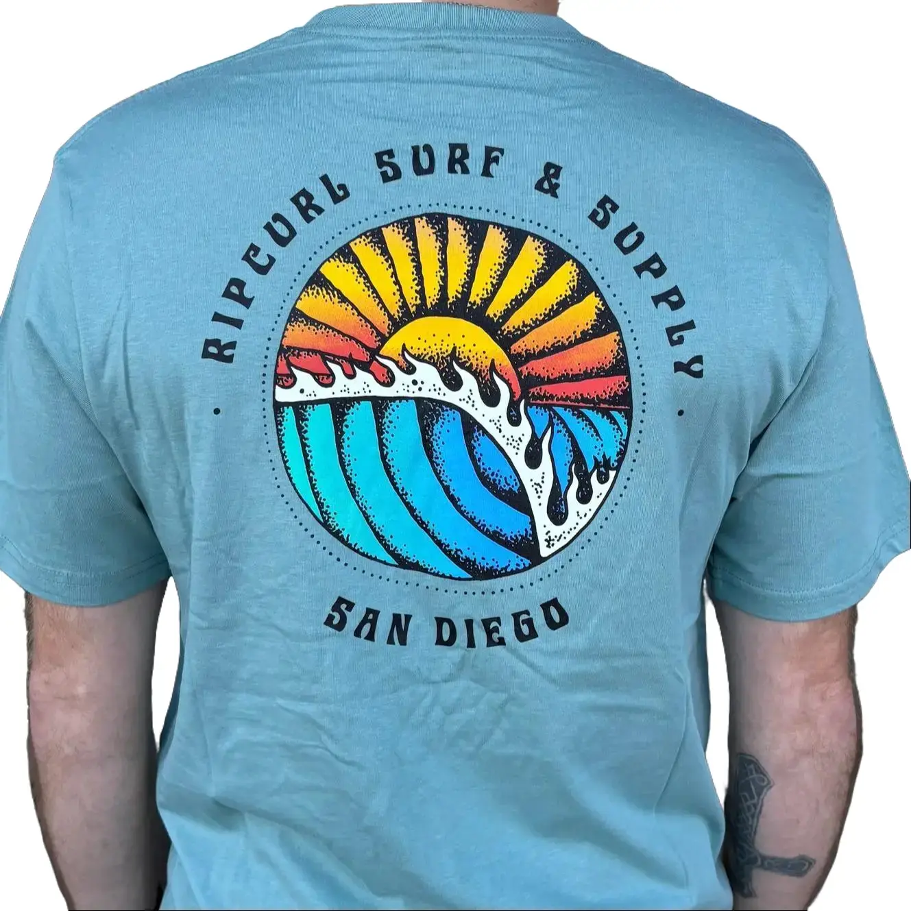 Rip Curl Mens Sunset Custom T-shirt Blue Surf & Supply San Diego Graphic Tee
