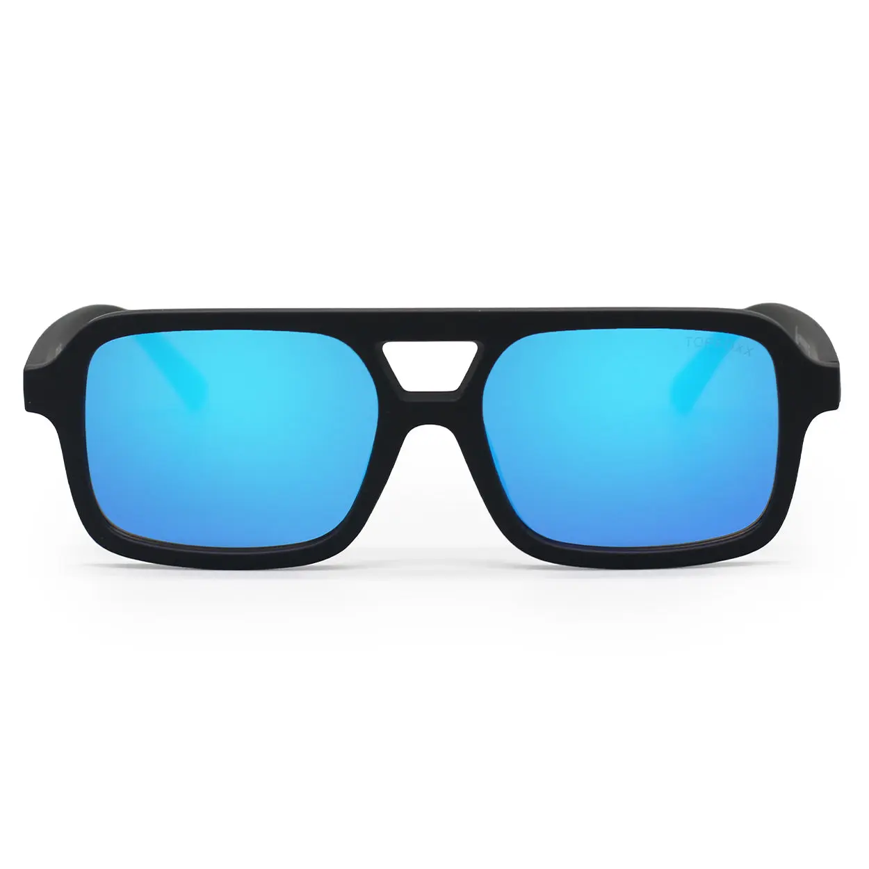 Atlas - Mirrored Blue - Tangle Free Rectangular Sunglasses - Certified Shatter-Resistant Lenses - UV400 - For Women & Men, Fashion Sunglasses, Trendy Casual Sunglasses