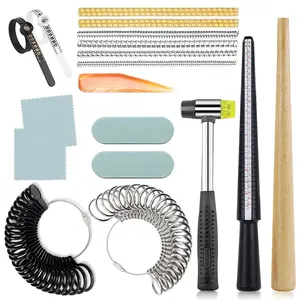 Complete Ring Sizing Tool Kit - Ring Mandrel, Sizer Gauge & Hammer for Jewelers, DIY Makers & Jewelry Resizing