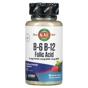 KAL B-6 B-12 Folic Acid, Berry, 60 Micro Tablets