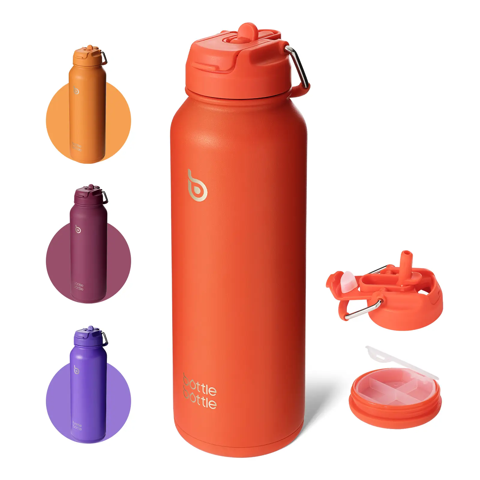 BOTTLE BOTTLE 40oz Insulated Water Bottle with Straw Sport Stainless Steel Water Bottle with Handle Lid Outdoor Sports Bottle for Pills car cup