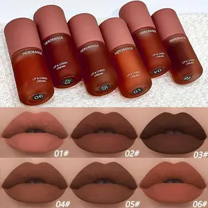 HERORANGE 6-PC Velvet Matte Lip & Eye Stain Chocolate Nudes Waterproof Kiss-Proof Smudge-Proof Ultra Pigmented All-in-One Makeup Stick for Stage & Gift。