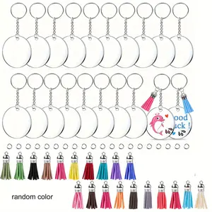 Tassel & Keychain Blanks & Jump Rings & Key Chain Set, 80pcs/set DIY Acrylic Keychain Making Supplies, DIY Accessories for Jewelry Making, DIY Craft Supplies, Keychain Attachment