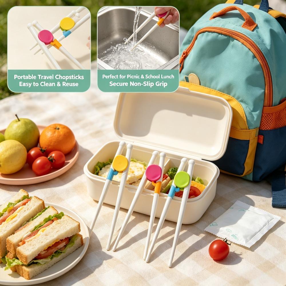 6pcs Reusable Children's Beginner Training Chopsticks, Auxiliary Practice Utensils for Independent Eating, Suitable for Home & Kindergarten Outdoor Picnicware Mess Kits