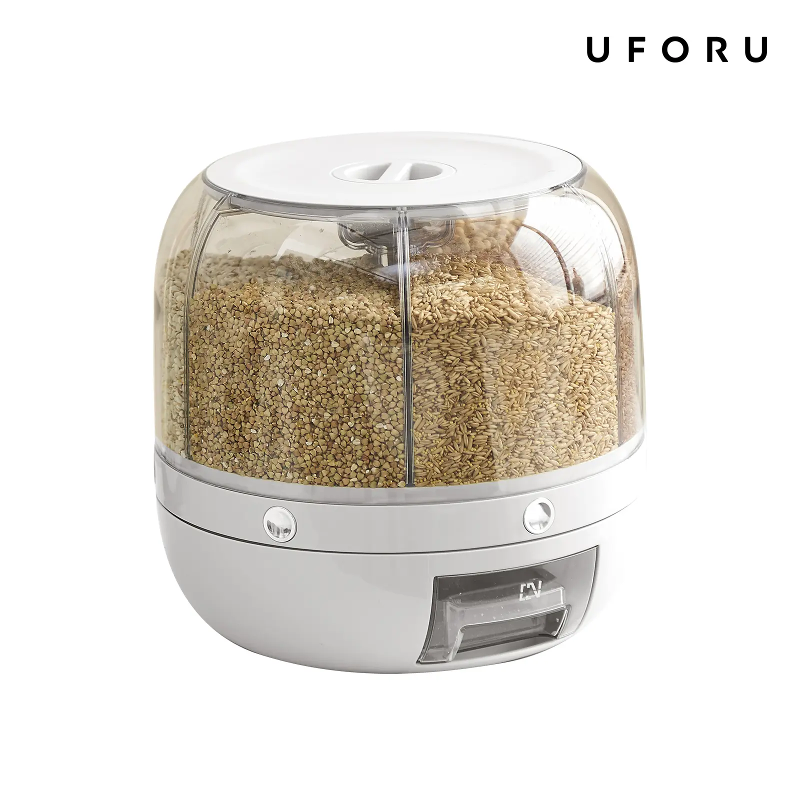 UFORU Moisture-Proof Airtight Grain Dispenser with lid, Multi-Grid Large Capacity Grain Storage,Container Perfect for Rice, Grains, Cereals, Flour, Pet Food & Mini Candies,kitchen organization,food storage containe,food storage container#SummerWins