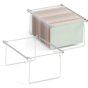 Hanging File Folder Frame, Letter Size File Drawer Organizer for Desks, Adjustable File Cabinet Rails 13.5 to 17.5 Inches, Set of 2