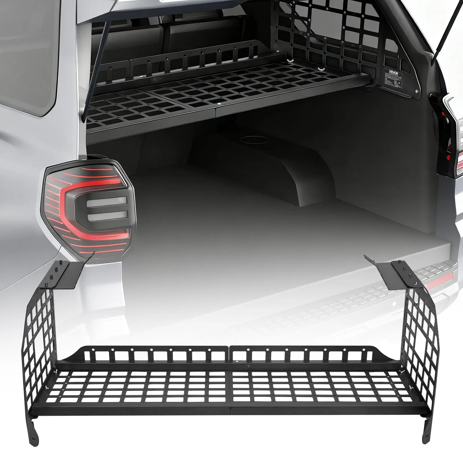 VEVOR Heavy Duty Trunk Mount Cargo Rack, Efficient Vehicle Storage Accessory for 2010-2024 Toyota 4Runner, 220 lbs Capacity Aluminum Alloy Basket Tray, Adjustable Height Shelf, 55.1 x 26.73 x 20.47 in, Organizes Gear