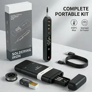 Portable Cordless Soldering Iron Kit, USB Rechargeable Solder Iron with Temp Control for Electronics & DIY