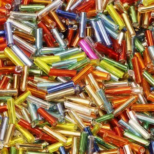 Glass Bugle Beads  1100 count /50g Mini Long Tube Seed Beads 2x6mm Small Craft Loose Spacer Beads for Earring Bracelets Necklace  Beads  Making (Mixed Color)