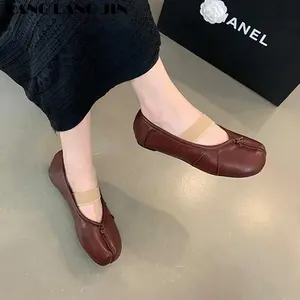 2025 Fashion Brand Tabi Ninja Shoes Woman Flats Ballet Split Toe Ballerinas Ladies Loafers Tacones Female Moccasins Sliver Mujer