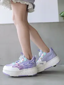 Kids' Roller Skates with Hidden Wheels, Colorblock Design, Street Style, All-Season Wear, Rubber Sole, Less Than Ankle Height