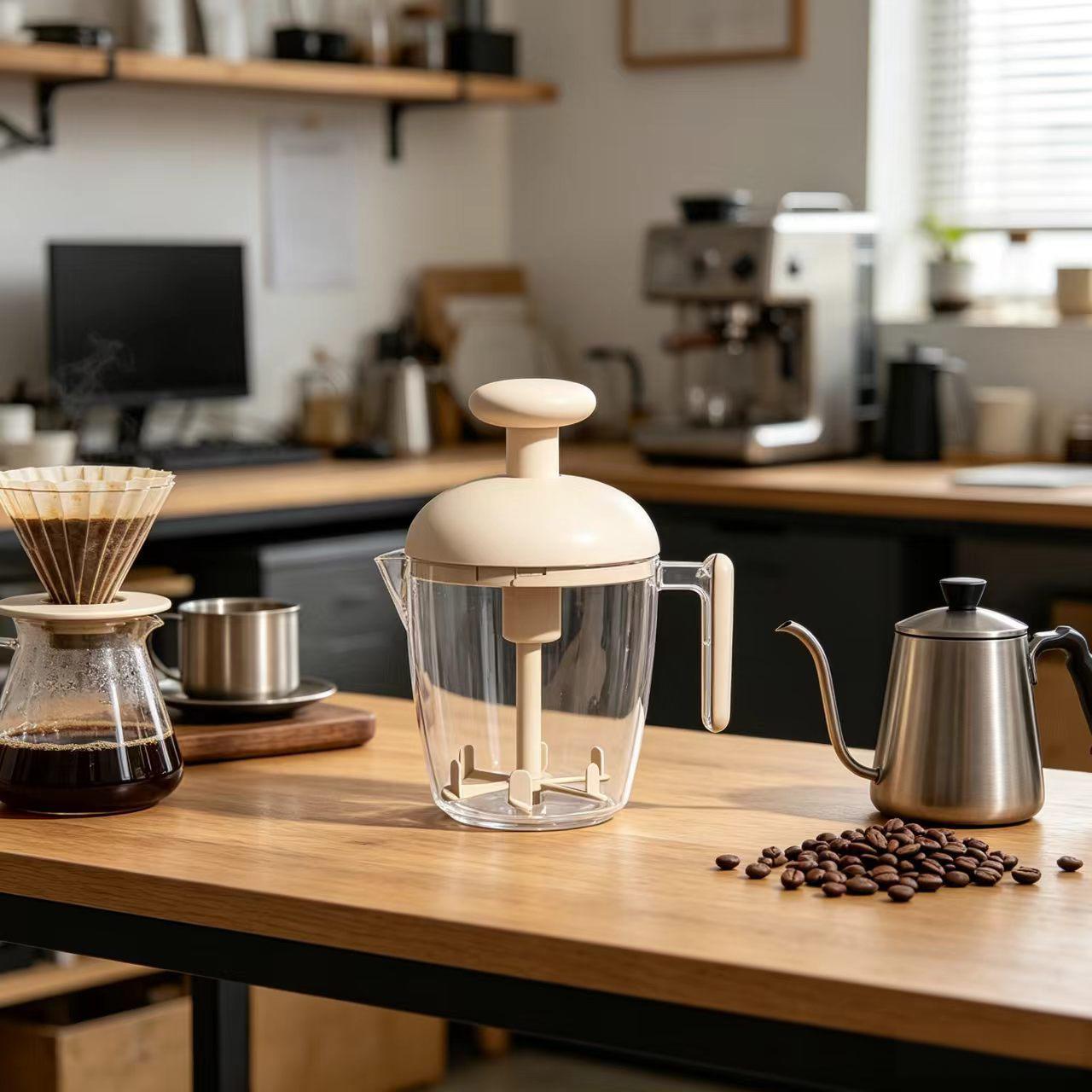 Hand-Press Egg Beater Cup – Whip, Mix & Strain Effortlessly!