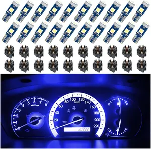 20 Pcs T5 LED Lights for Car Dashboard, High Light Bulb 3030-3SMD Replacement with Twist Lock Socket, Super Bright Light for Instrument Cluster Dashboard Panel Gauge Indicator (Blue)