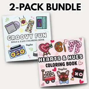 2-Pack Bundle - Groovy Fun and Hearts & Hues Coloring Books