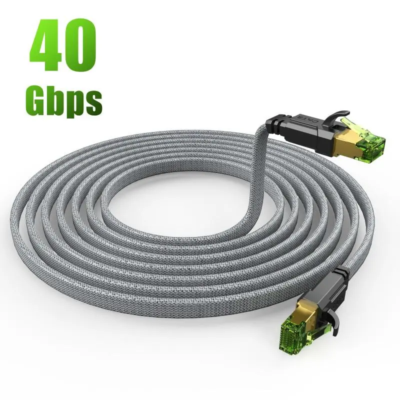 MIZIQIER Cat 8 Ethernet Cable, High Speed Braided 40Gbps 2000Mhz Network Cord, Cat8 RJ45 Shielded Indoor LAN Cables Compatible for Gaming PC PS5 Xbox Modem Router