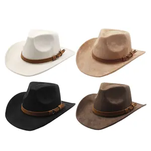 Men's Women's Classical Western Cowboy Hat Wide Brim Hat With Decorative Band