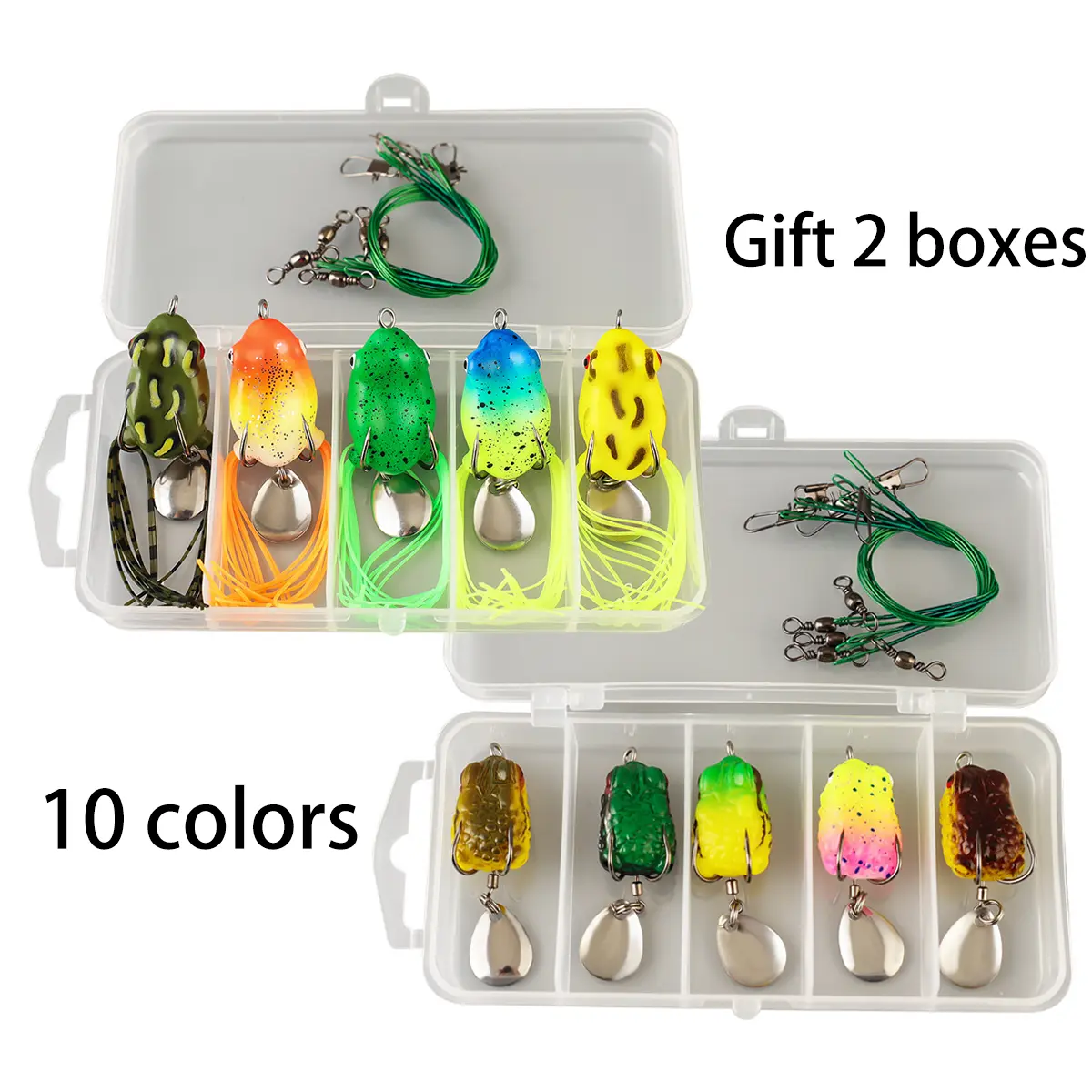 20pcs Topwater Mini Bionic Frog Artificial Fishing Lures Set, Double-Hook Design, Snakehead-Specific Kit, Solocamping Fishing Accessories, Bionic Shape, Flash & Vibration, Spinner Blade Flash, Snakehead Fish, Fishing Equipment Lures