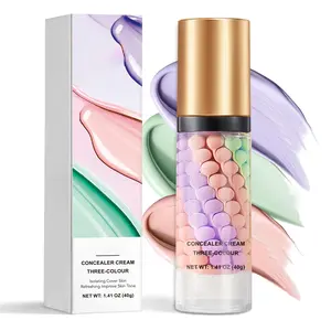 QIUFSSE 3-in-1 Color Correcting Facial Serum SPF 50 PA+++ Sunscreen Isolation Cream One Step Color Corrector Moisturizing Brightening Makeup Primer for Face Before Makeup Radiance Skin