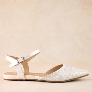 Miaki Pointed Toe Pearl Flat Shoes Footwear