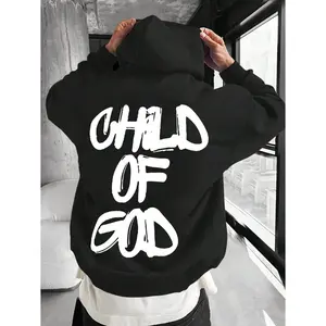 Men's CHILD OF GOD print Graphic Hoodie - Black Long Sleeve Pullover Regular Fit | Soft & Breathable Fabric, Durable Print, Everyday Comfort, Machine Washable, casual urban indoor modern space