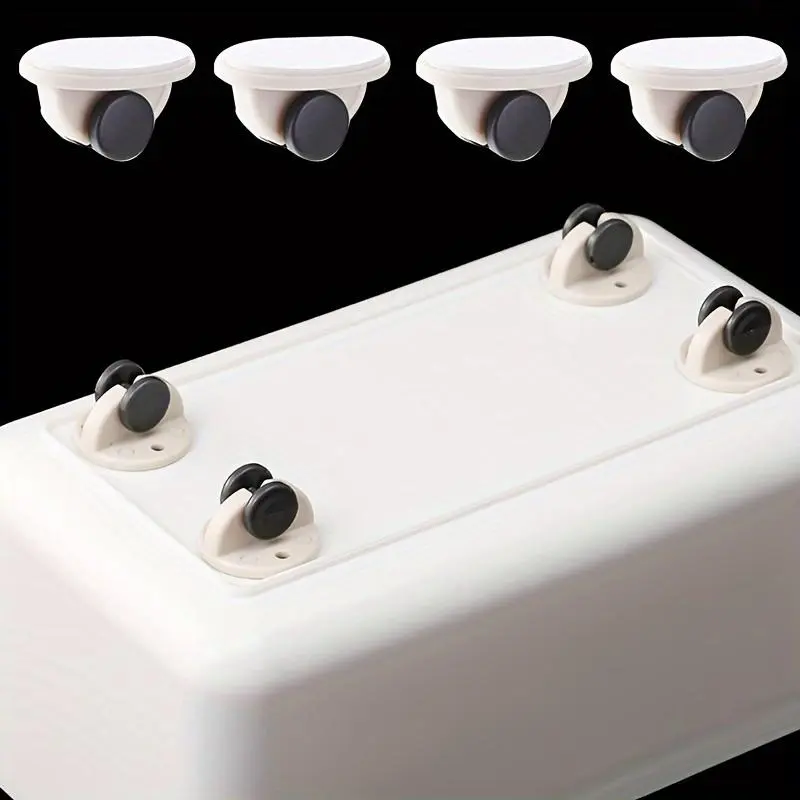 4pcs Self Adhesive Wheels Small Stick On Cricut Wheels Mini Fixed Casters Paste Plastic Universal Pulley Roller Ball Transfer Bearing Casters Furniture Moving Wheel For Bins Storage Containers Underbed Boxes