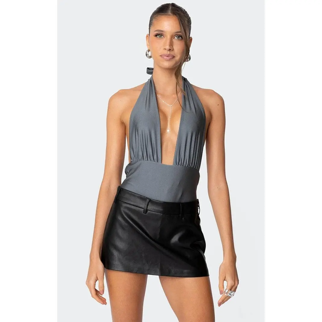 Edikted Women's Justice Shiny Gathered Bodysuit Edikted Women's Justice Shiny Gathered Bodysuit