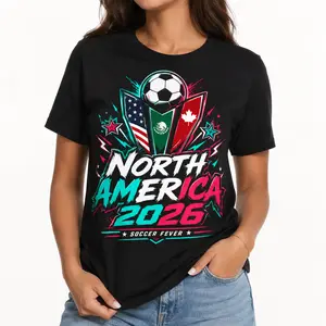 North America 2026 Soccer Fever Graphic Tee for Men Women, Oversized Vintage Graphic Tees, Y2K Football Fan Shirt, Trendy Graphic Tees for Women Cute Tops, T Shirts Women’s Graphic Tees