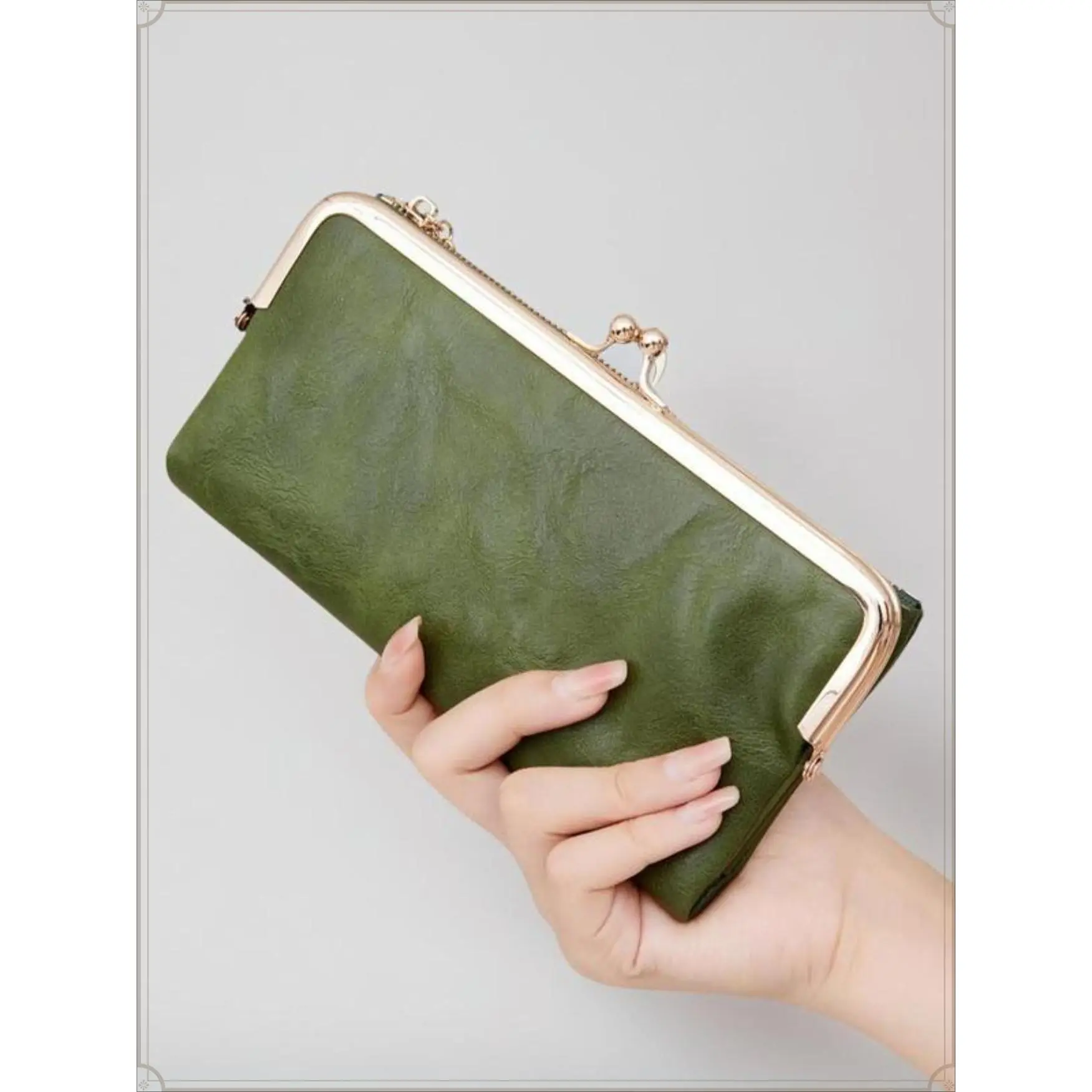 Vintage Women Long Wallets Bifold Ladies Purse Clutch with Kiss Lock and Zip Coin Pocket | Long, Bifold, Kiss Lock, Zip Coin Pocket