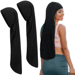 2 Pcs Jumbo Dreadlock Cap Hair Dreads Head Wrap Loc Wraps for Dreads Hair Accessories for Men Women Sleeping(Black,Black,30 Inches)