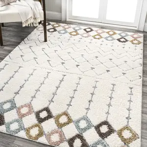 JONATHAN Y Pia Moroccan Trellis Plush Carved Indoor Area Rug; for Living Room, Kitchen, Bedroom, Dining Room, Office