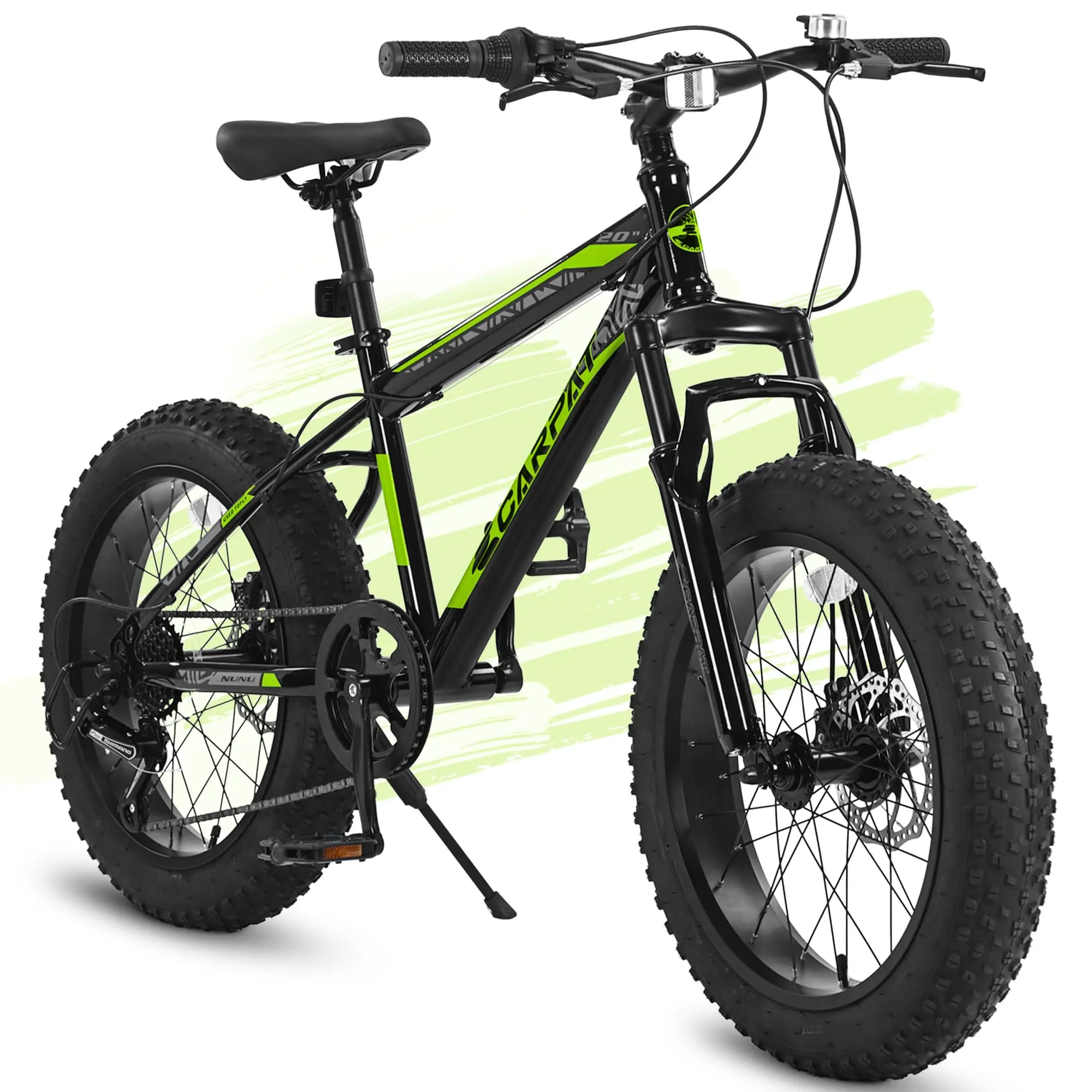 LIVIVOX 20-Inch Fat Tire Mountain Bike Cycle - High Carbon Steel Frame, Shimano 7-Speed Gearshift, Dual Mechanical Disc Brakes, 4" Wide Anti-Slip Tires, All-Terrain for Teens, Daily Commute & Outdoor Adventure