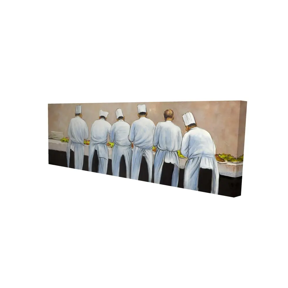 360 Stand 20x60 in. Contemporary Kitchen Wall Photo Print - Cooks & Chefs Collaborative Artwork, Home Decor, Decoration, Ideal Gift for Home Supplies Enthusiasts, Artistic, Chefs Working Together