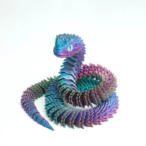 3D printed snake model toys, flexible joint animal doll statues, home and office desk decorations, holiday surprise gifts Ornaments Rgb