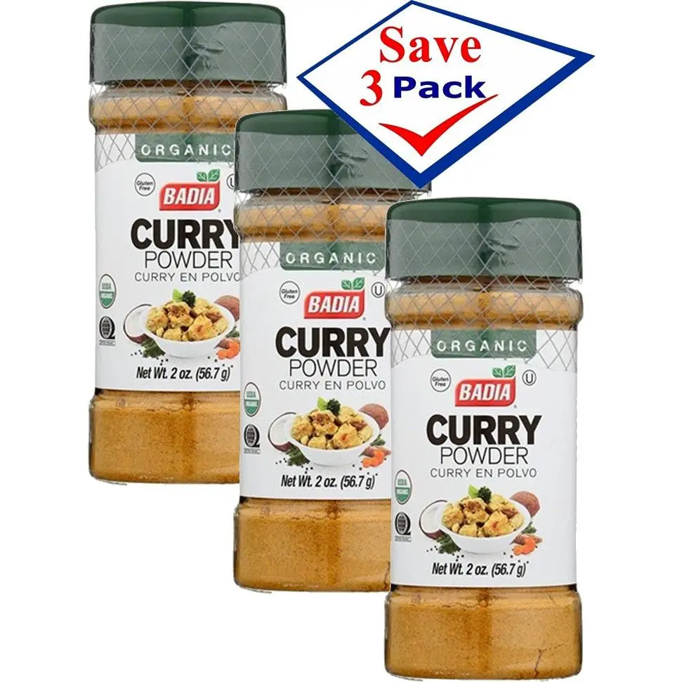 BADIA Organic Curry Powder Spice - 2oz Each, 3-Pack, YES-Certified Cooking Essential for US Cuisine, Chicken Dishes, Vegetable Dishes