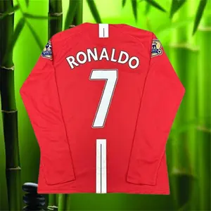 2007 2008 Home Retro Red No.7 Ronaldo Long Sleeve Soccer Jersey