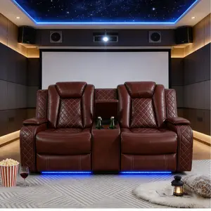 Summervibes Red Breathing Leather Living Room Sectional Recliner Loveseat
