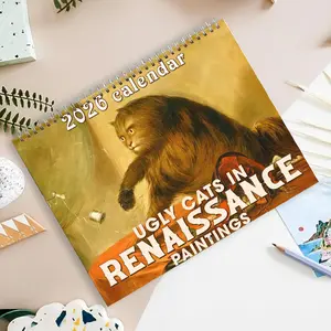 Funny Ugly Cat Calendar 2026, Funny Aesthetic Wall Calendar, Ugly Cat Meme Calendar, Cat Lovers Gift, Friends and Office Decor