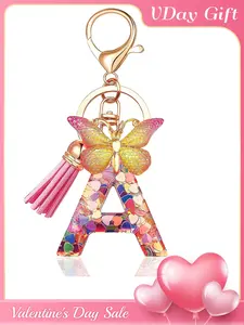 Colorful Butterfly Design Keychain, Cute Letter & Tassel Design Keychain for Women & Girls, Trendy Cute Keychain, Fashion Accessories for Daily Decoration, Stylish Keychain