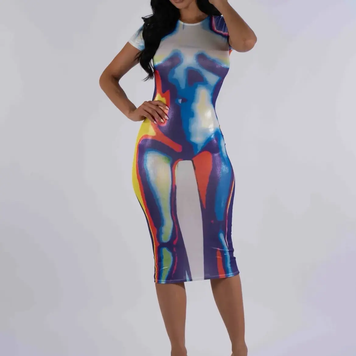 Feel the Heat Metallic Body Heat Midi Dress