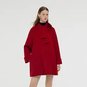 Tencel Wool Women Coat With Detachable Bowknot Tops Fit